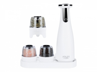 Adler | Electric Salt and pepper grinder | AD 4449w | Housing material ABS plastic | 7 W | Lithium | Matte White
