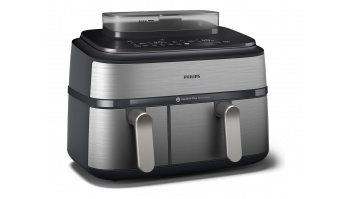 Philips Dual Basket Airfryer | NA555/00 5000 series | Power 2750 W | Capacity 9 L | RapidAir Plus | Silver