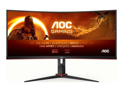 AOC | Gaming Monitor | CU34G2XP/BK | 34 " | VA | 21:9 | 180 Hz | 1 ms | 3440 x 1440 pixels | HDMI ports quantity 2 | Black