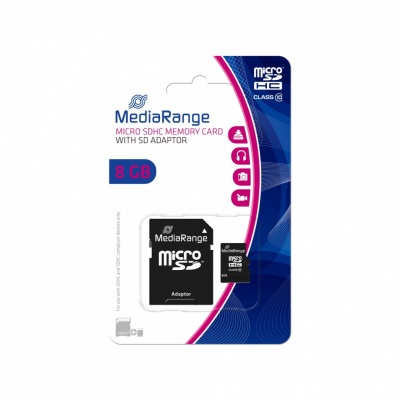 MEMORY MICRO SDHC 8GB C10/W/ADAPTER MR957 MEDIARANGE