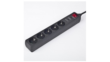 Surge Protector SPG5-C-10/ 3 m/ 5 Sockets/ Black