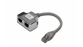 Digitus | CAT 5e patch cable adapter, 2x CAT 5e, shielded | DN-93904 | 0.19 m | Black | RJ45 socket to RJ45 plug