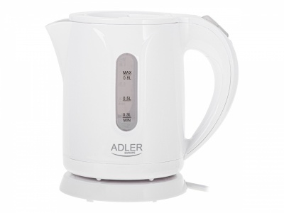 Adler | Kettle | AD 1371w | Electric | 850 W | 0.8 L | Stainless steel/Polypropylene | 360° rotational base | White