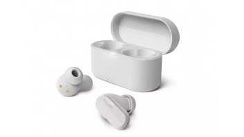 PHILIPS in-ear true bezvadu austiņas ar portatīvo uzlādes ietvaru, baltas