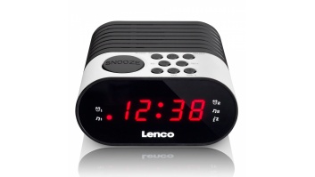 Lenco radio pulkstenis, ar dubultā modinātāja funkciju, balts