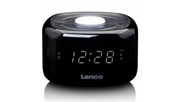 Lenco radio pulkstenis, ar nakts gaismu, balts