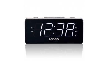 Lenco radio pulkstenis, ar lielu displeju, balts