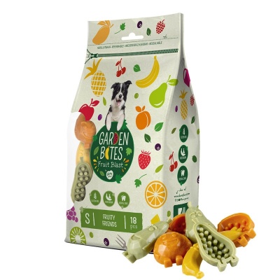 Garden Bites Fruity Friends S, 18gab/7cm - veģetārie košļājamie gardumi zobiem, ar augļiem