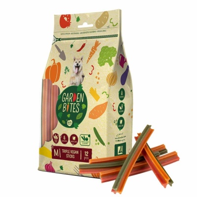 Garden Bites Triple Vegan Sticks M, 12gab/15cm - veģetāras košļājamas nūjiņas zobiem, ar dārzeņiem