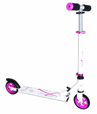 Muuwmi Aluminium Scooter skrejritenis 125 mm, balts/rozā