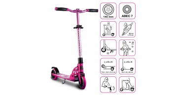 Six Degrees Aluminium Scooter skrejritenis 145 mm, rozā
