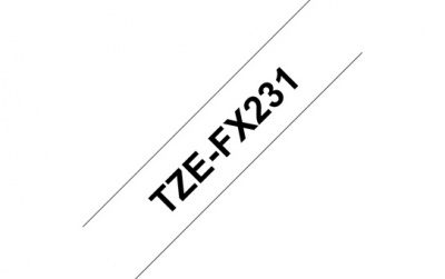 Brother | TZe-FX231 Flexible ID Laminated Tape | Black on White | TZe | 8 m | 1.2 cm
