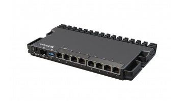 MikroTik Wired Ethernet Router RB5009UG+S+IN, Quad core 1.4 GHz CPU, 1xSFP+, 7xGigabit LAN, 1x2.5G LAN, 1xUSB, Can be powered in 3 different ways, CPU temperature monitor, Mounts FOUR of these Routers in a Single 1U Rackmount Space, RouterOS L5 | Wired Et