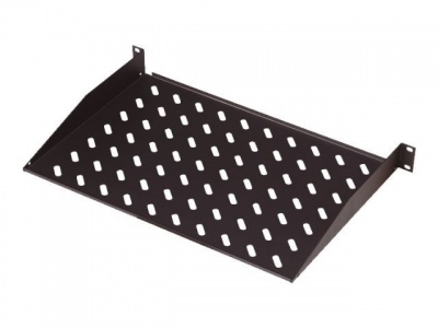 Digitus | 1U Fixed Shelf for Racks | DN-19 TRAY-1-400-SW | Black | The shelves for fixed mounting can be installed easy on the two front 483 mm (19“) profile rails of your 483 mm (19“) network- or server cabinet. Due to their stable, perforated steel shee