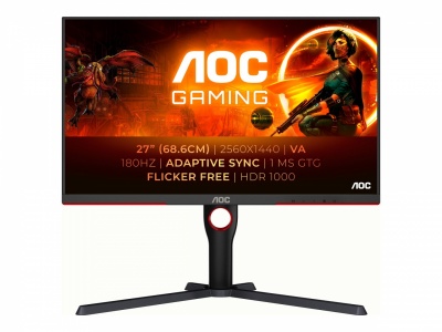 AOC | Monitor | Q27G3XMN/BK | 27 " | VA | 16:9 | 180 Hz | 1 ms | 2560 x 1440 pixels | 700 cd/m² | HDMI ports quantity 2 | Black