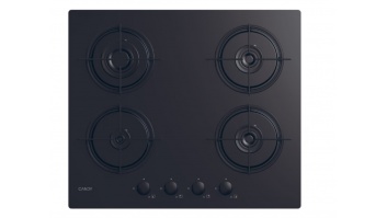 Candy Hob | CVW6BB | Gas on glass | Number of burners/cooking zones 4 | Knobs | Black