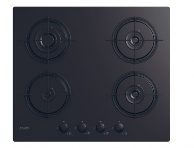 Candy Hob | CVW6BB | Gas on glass | Number of burners/cooking zones 4 | Knobs | Black
