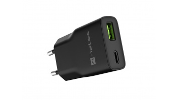 Natec Ribera USB Charger Gan Slim USB 1X USB-A + 1X USB-C 20W | NUC-2377