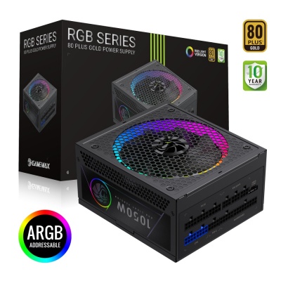 Gamemax Power Supply, 80 PLUS, Gold | RGB 1050G | 1050 W