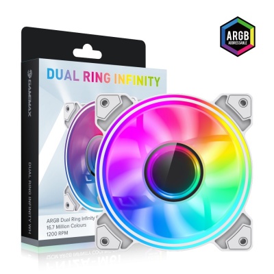 Gamemax Case Fan | DUAL RING INFINITY WH | White