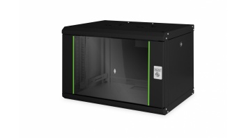 Digitus | Wall Mounting Cabinet | DN-19 07-U-SW | Black | IP protection class: IP20; Front door: Glass door, single opening; Cabinet type: Wall mounting cabinet; Equipment mounting depth min.-max.: 305-370 mm; Load capacity: 100 kg; Dimensions 420 x 600 x
