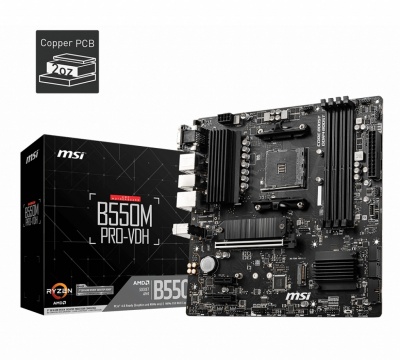 MSI | B550M PRO-VDH | Processor family AMD | Processor socket AM4 | DDR4 | Memory slots 4 | Number of SATA connectors 4 | Chipset AMD B | Micro ATX