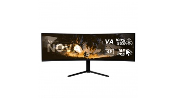 Arozzi Nova | 49 " | VA | 32:9 | 165 Hz | 4 ms | 5120 x 1440 pixels | 350 cd/m² | HDMI ports quantity 2 | Black
