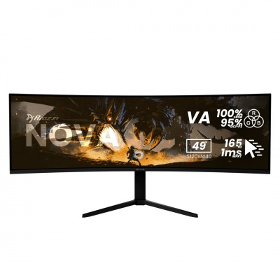 Arozzi Nova | 49 " | VA | 32:9 | 165 Hz | 4 ms | 5120 x 1440 pixels | 350 cd/m² | HDMI ports quantity 2 | Black