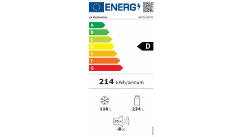 LG Refrigerator | GBV5140DPY | Energy efficiency class D | Free standing | Combi | Height 186 cm | No Frost system | Fridge net capacity 234 L | Freezer net capacity 110 L | Display | 35 dB | Silver