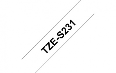 Brother | TZ-S231 Strong Adhesive Laminated Tape | Black on White | TZe | 8 m | 1.2 cm