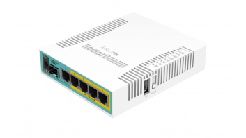 Mikrotik Wired Ethernet Router RB960PGS, hEX PoE, CPU 800MHz, 128MB RAM, 16MB, 1xSFP, 5xGigabit LAN, 1xUSB, Power Output On ports 2-5, Ourput: 1A max per port; 2A max total, RouterOS L4 | hEX PoE Router | RB960PGS | No Wi-Fi | 10/100/1000 Mbit/s | Etherne