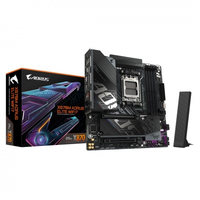 Gigabyte X870M AORUS ELITE WIFI7 | Processor family AMD | Processor socket AM5 | DDR5 | Supported hard disk drive interfaces SATA, M.2 | Number of SATA connectors 2