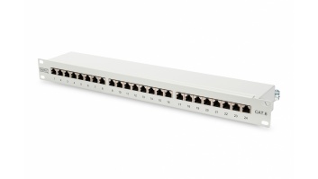 Digitus | Patch Panel | DN-91624S | White | Category: CAT 6; Ports: 24 x RJ45; Retention strength: 7.7 kg; Insertion force: 30N max | 48.2 x 4.4 x 10.9 cm