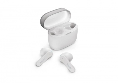 PHILIPS in-ear true bezvadu austiņas ar portatīvo uzlādes ietvaru, baltas