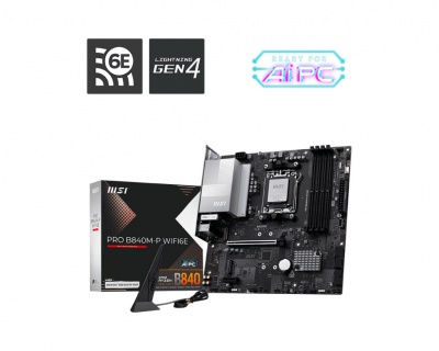 MSI PRO B840M-P WIFI6E | Processor family AMD | Processor socket AM5 | DDR5 | Supported hard disk drive interfaces SATA, M.2 | Number of SATA connectors 4