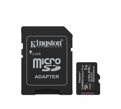 Kingston Memory card | Canvas Select Plus | 1000 GB | microSD | Flash memory class Class 10, UHS-I, U1/U3, video class 10/30, A1