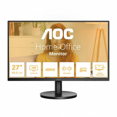 LCD Monitor|AOC|27 "|3840 x 2160 pixels|4K Ultra HD|Native aspect ratio 16:9|LCD|Flat|U27B3A