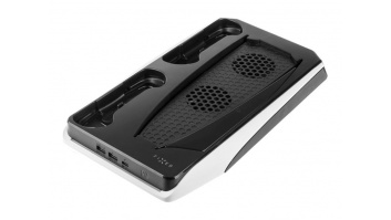Fixed Multifunctional Station for PlayStation 5 with Cooling and Charging for two DualSense Controllers | FIXPS5-MCS-BW