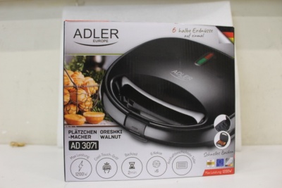 SALE OUT. Adler Nut Cookie Maker | AD 3071 | 750 W | Number of pastry 12 | Nuts | Black | DAMAGED PACKAGING