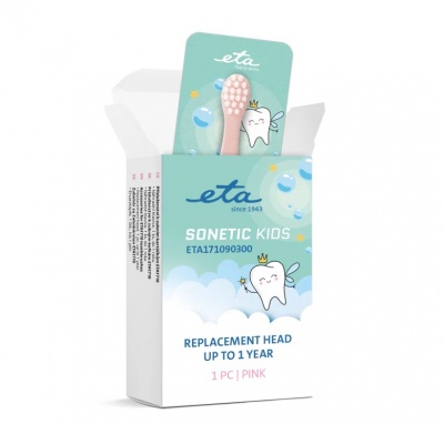 Sonetic Kids 171090300 | ETA Replacement toothbrush head | Heads | For kids | Number of brush heads included 1 | Pink