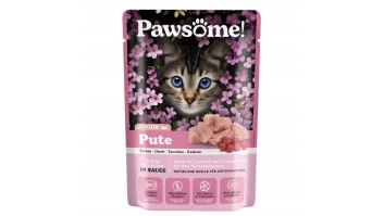 Pawsome! Junior Pute, 85g - bezgraudu gaļas gabaliņi ar tītaru mērcē kaķēniem