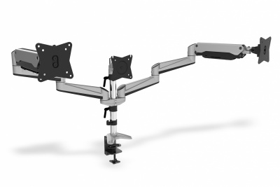 Digitus Desk Mount | Triple Monitor Gas Spring Mount DA-90363 | Adjustable Height, Tilt, Swivel | 15-27 " | Maximum weight (capacity) 3x6 kg | Silver