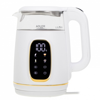 Adler Kettle with LED Display | AD 1305 | Electric | 2200 W | 1.7 L | Plastic | 360° rotational base | White/Gold