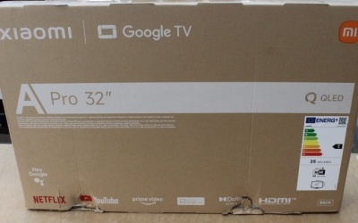 SALE OUT. Xiaomi QLED TV A Pro 2026 | 32" | Smart TV | Google TV | HD | Dark Gray | DAMAGED PACKAGING, CRACKED PLASTIC AT THE BACK, BROKEN GRILLES ON THE BOTTOM