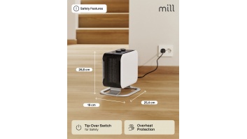 Mill | Heater | CUS1800MECWA | Fan heater | 1800 W | Number of power levels 2 | Suitable for rooms up to 10-30 m² | White
