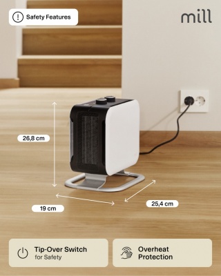 Mill | Heater | CUS1800MECWA | Fan heater | 1800 W | Number of power levels 2 | Suitable for rooms up to 10-30 m² | White