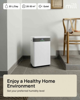 Mill | Dehumidifier | MDH20 | Suitable for rooms up to 20-30 m² | Water tank capacity 4 L | White