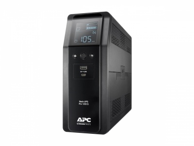 Schneider Electric APC Back-UPS Pro, tower, 230V, 8x IEC C13 outlets, sine wave, AVR, USB Type A+C ports, LCD, user-replaceable battery | BR1200SI | 1200 VA | 720 W
