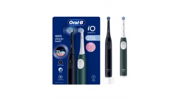 Oral-B Electric Toothbrush, Duo pack | iO2 Series | Rechargeable | For adults | Number of brush heads included 2 | Number of teeth brushing modes 3 | Night Black and Green Forest