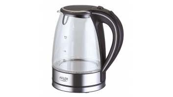 Adler | Kettle | AD 1225 | Standard | 2000 W | 1.7 L | Glass | 360° rotational base | Stainless steel/Transparent